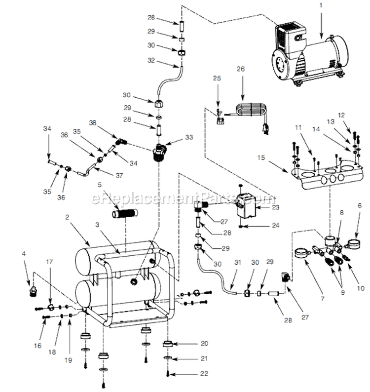 Page A Diagram and Parts List for EX801700 2007 Campbell Hausfeld Compressor